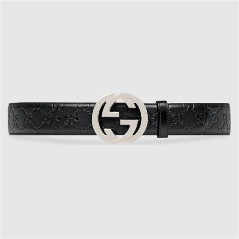 gucci cwc1g|Men's Black Gucci Signature Leather Belt .